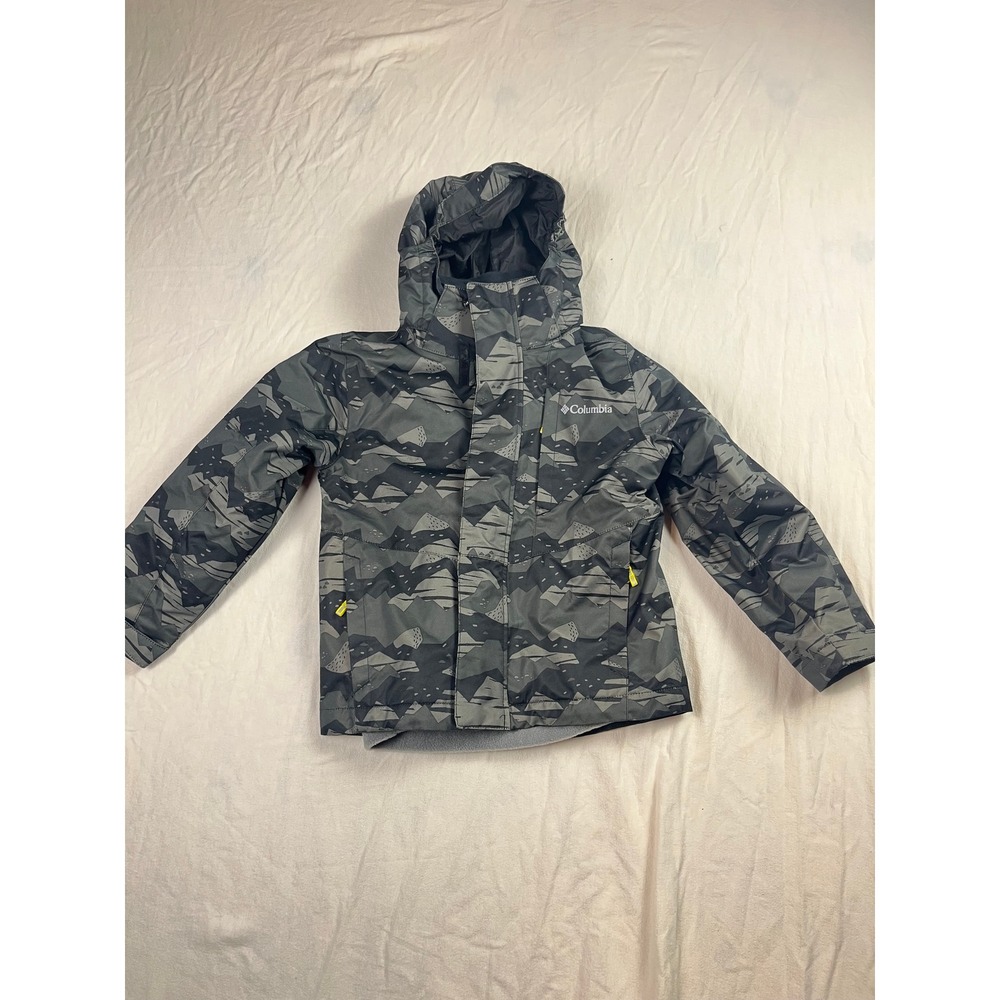 Columbia Kids Interchange Grey Mountain Camo Hooded Winter Jacket XS 6/7